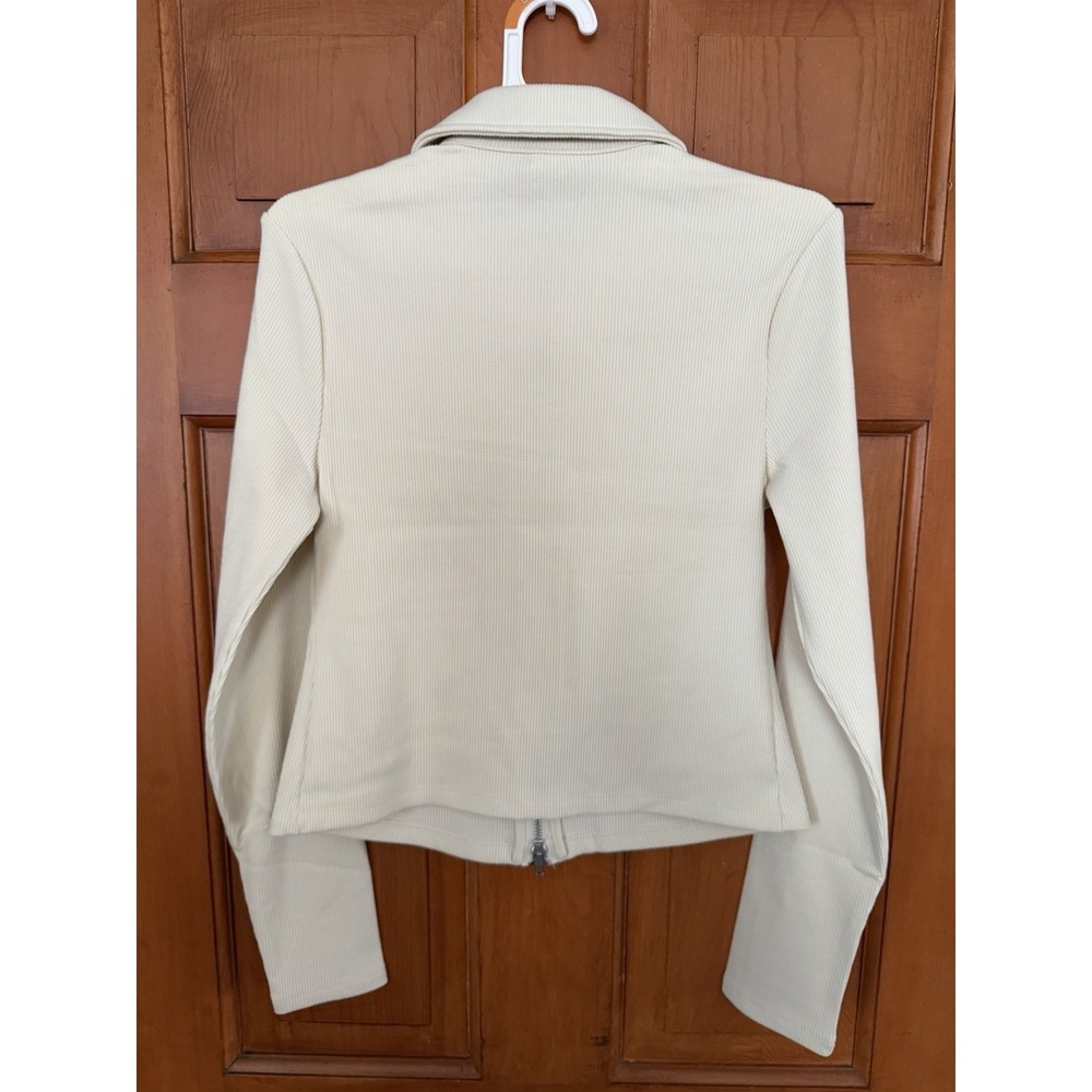 Women's A New Day Cream Ribbed Double Zipper Light Weight Jacket Size Small NWT - Picture 5 of 5